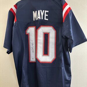 DRAKE MAYE SIGNED NEW ENGLAND PATRIOTS AUTOGRAPHED CUSTOM JERSEY W/COA - XL emlC